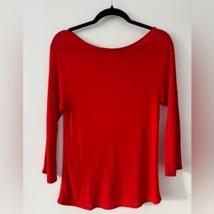 Valentino Vibrant Red Long Sleeve Boatneck Top